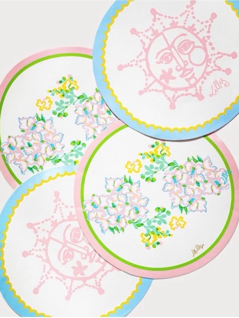 Lilly Pulitzer Floral & Sunburst Place mats  in Pink, Blue & Green